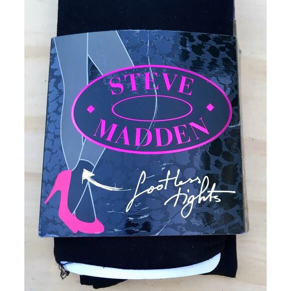 STEVE Madden Brand Sweater Knit‎ Footless Tights, Women's, Black, SIZE. One NEW - Picture 2 of 4